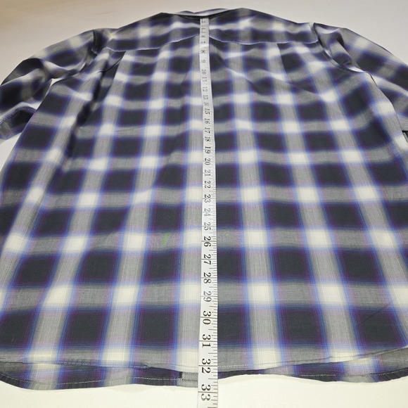 Tommy Bahama Jeans Mens Plaid Purple Black Button Up Long Sleeved Shirt XL Work - Picture 6 of 9